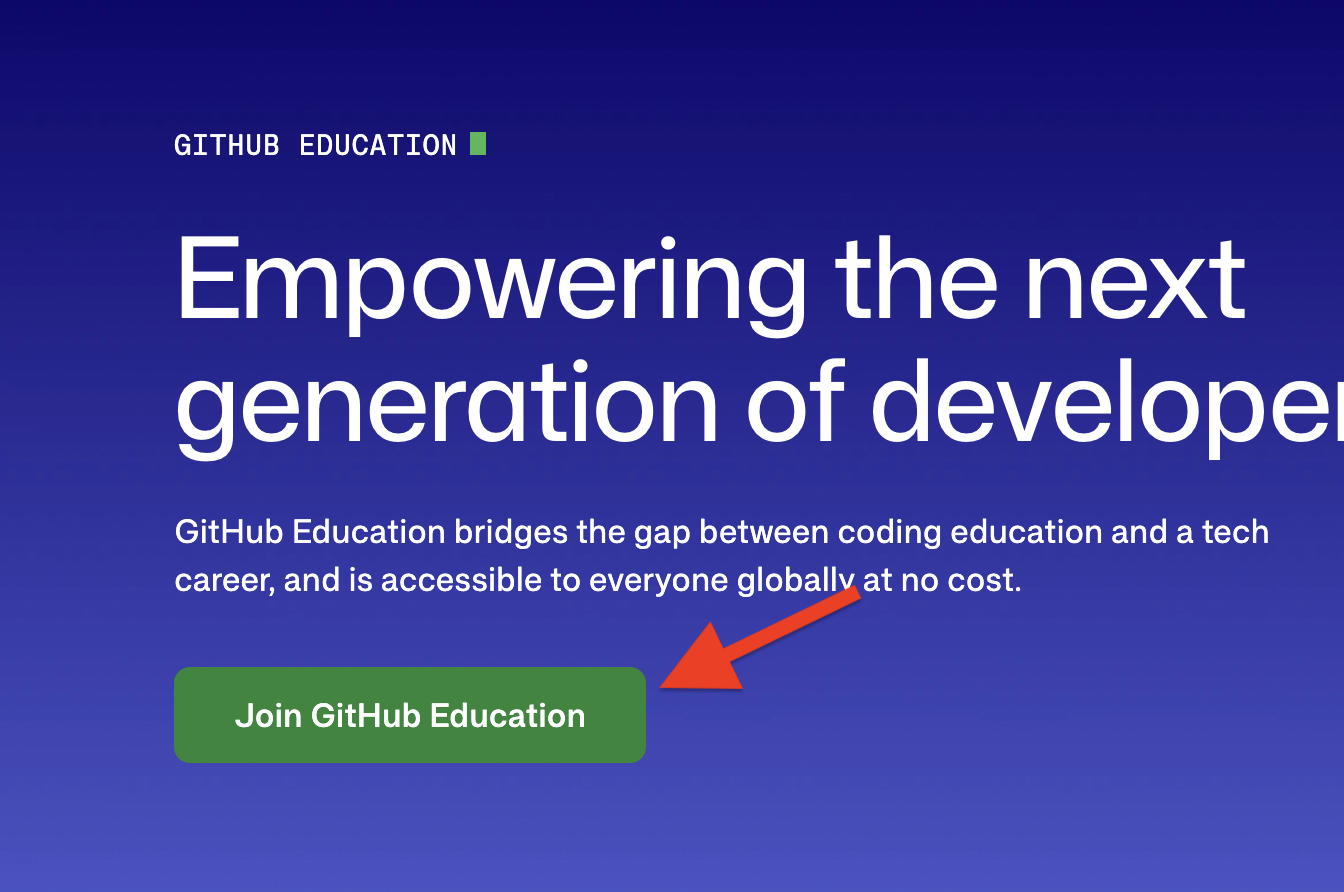 GitHub Education homepage with Join button